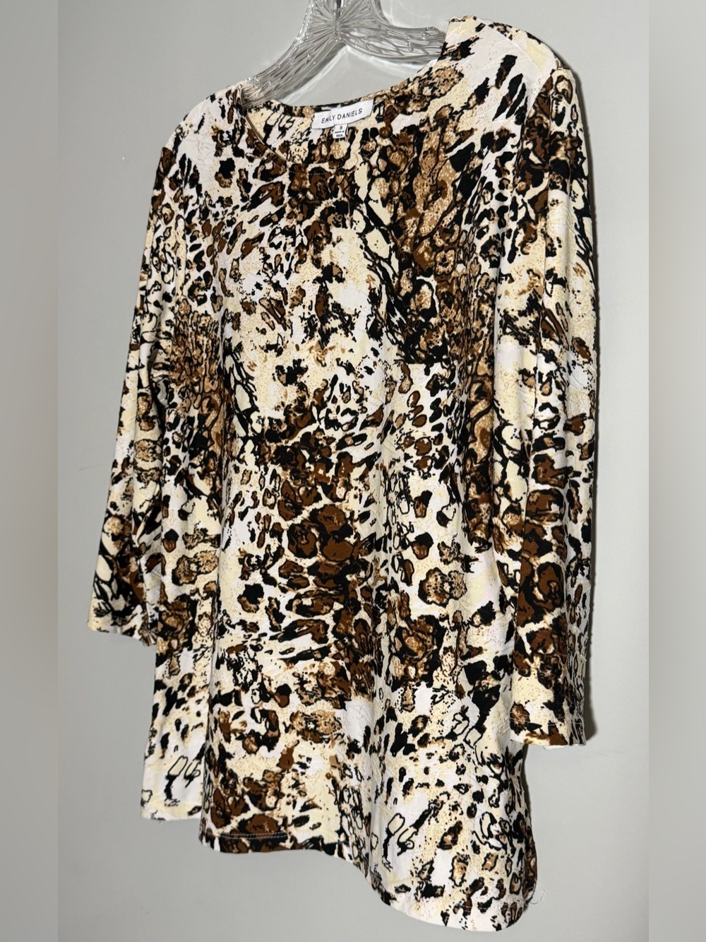 Emily Daniels Brown & Cream Animal Print Tunic Size S
